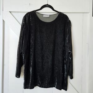 Catherine Bacon crushed velvet Boho blouse green teal whimsigoth Lagenlook M / L